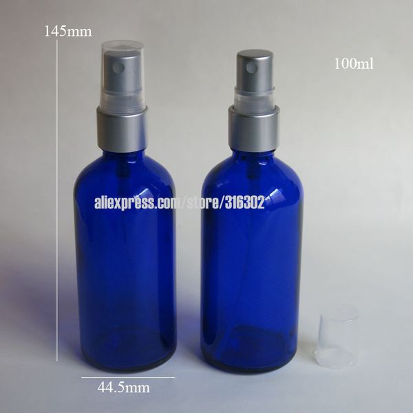 

бесплатная доставка - 200 шт. / лот 100 мл синяя стеклянная бутылка с алюминиевым спреем, стеклянная бутылка для духов 100 мл, бутылка с тон