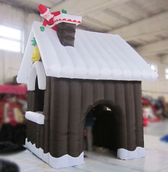 Christmas Hut Redgrey Aldeia Inflável Casa de campo Réplica Arrofando Air Casa com Papai Noel na Chaminé para Decoração