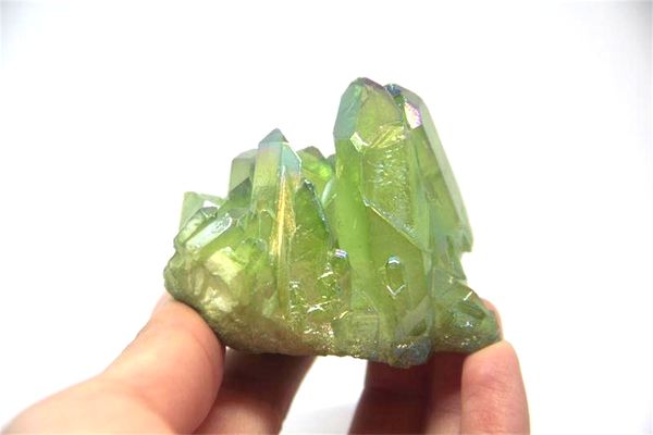 Spedizione Gratuita Bella Aura Verde Chiaro Quarzo Cristallo Titanio Bismuto Silicio Cluster Arcobaleni Pietre Naturali e Minerali