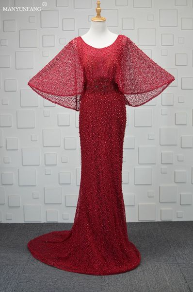 

2020 burgundy batwing-sleeved blouse sheath prom dresses luxury lace sweep train formal evening dress party gowns sparkly prom gowns, Black