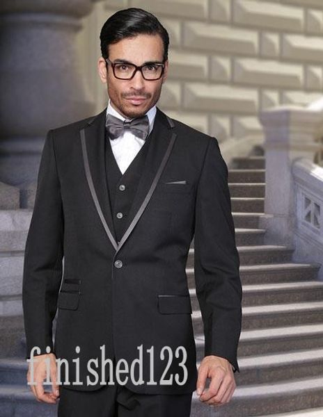 

new arrivals one button black groom tuxedos notch lapel groomsmen man wedding prom dinner suits (jacket+pants+vest+tie) g3999, Black;gray