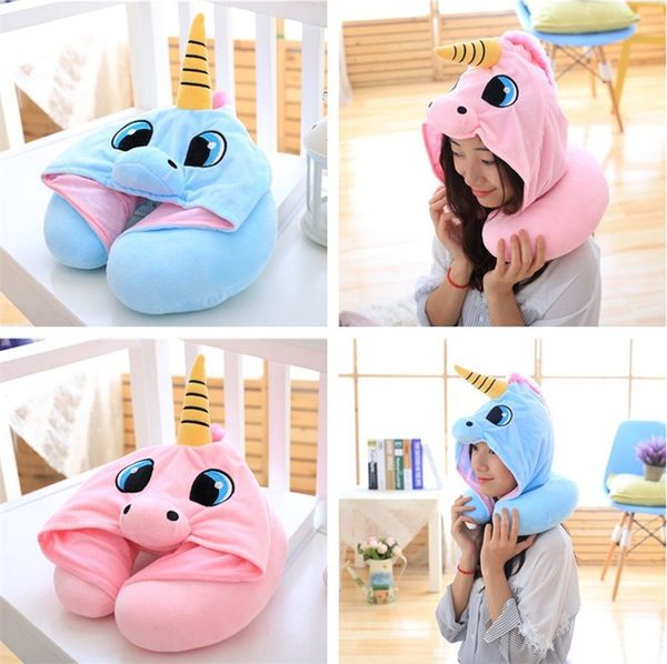 

2 color 30*23cm u shaped pillow with cap cartoon massage pillow travelling pillows office household sleeping pillow ia1003