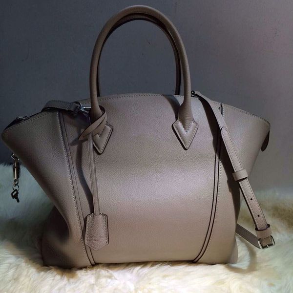 

excellent lady fashion genuine leather calfskin bag tote lock handbag