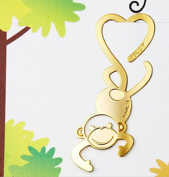 20 pcs 18 K Banhado A Ouro Macaco Livro de Bookmark cartão Para O Casamento Do Bebê Festa de Aniversário Do Chuveiro Favor de Presente Lembranças Lembrança CS017