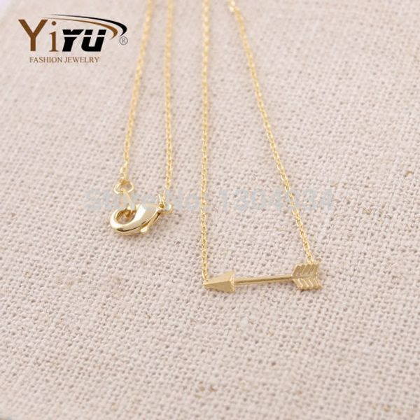 

wholesale-2015 new simple arrow pendant necklace for women trendy long chain couple necklaces n003, Silver