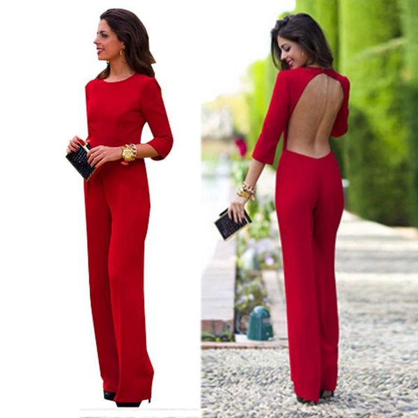 

wholesale-summer long jumpsuits red maxi bodysuit overalls women jumpsuits ladies overall monos for women monos largos de mujer, Black;white