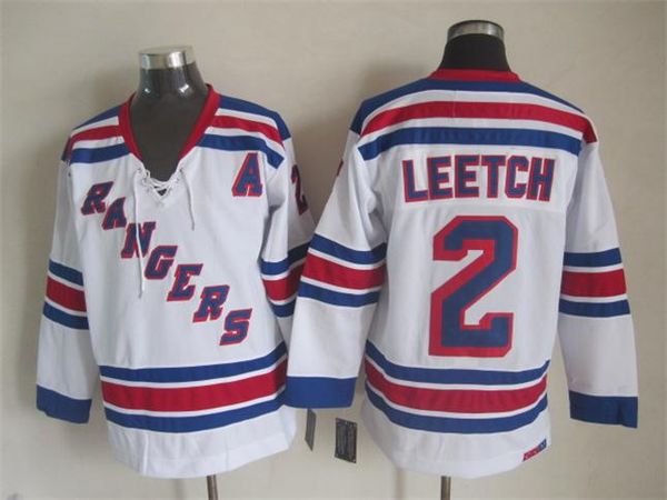 

new york rangers ice hockey jerseys 2 brian leetch retro vintage ccm authentic stitched jerseys mix order, Black;red