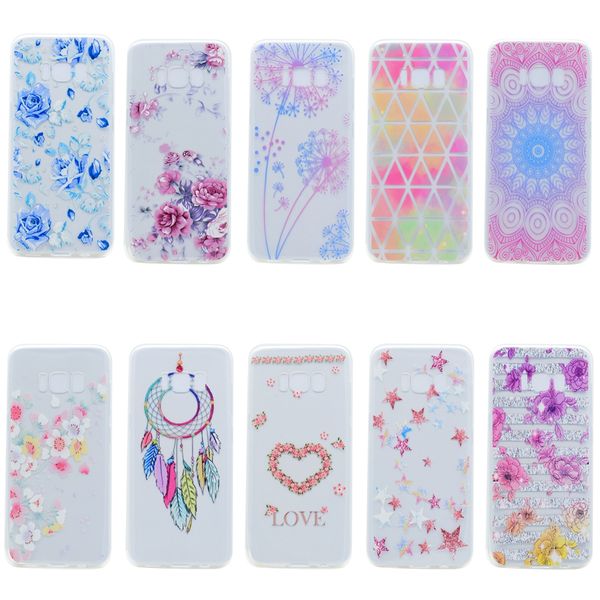 Para Samsung Galaxy S5 S6 S7 edge S8 Plus funda suave TPU transparente contraportada flor para Samsung S6 S6 edge funda