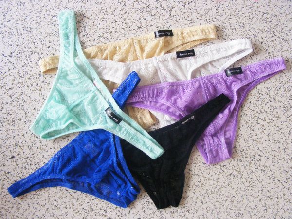 

#b110 wholesale 3pcs/lot howe ray brand men's bikini underwear lace underpants panties cueas homme, Black;white