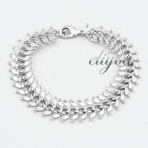 

13mm new fashion jewelry mens womens centipede link chain 18k white gold filled bracelet gold jewellery c04 wb, Black