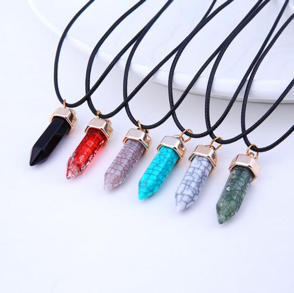 

chic gold necklace italy fashion opal natural stone bullet amethyst necklace for women turquoise gem pendant necklace, Silver