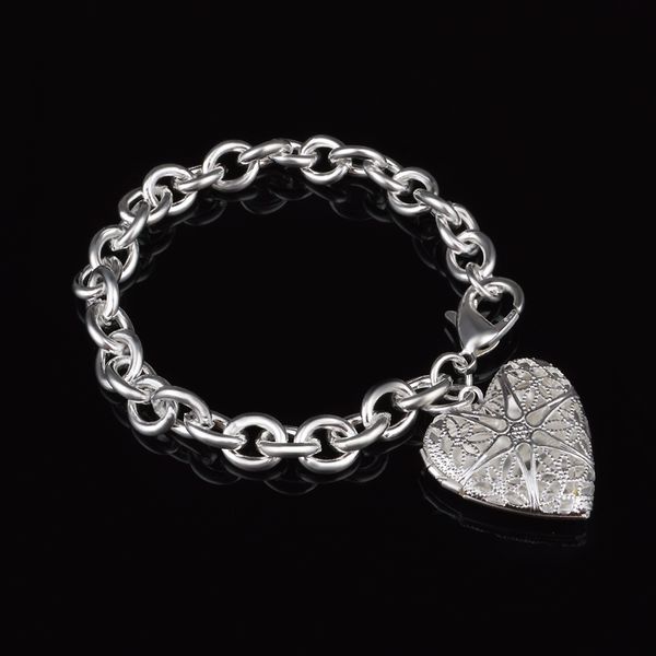 Spedizione gratuita con numero di tracciamento moda Vendita superiore Bracciale in argento 925 Scatola cuore Fisiognomica Bracciale Gioielli in argento 10 Pz / lotto a buon mercato 1810