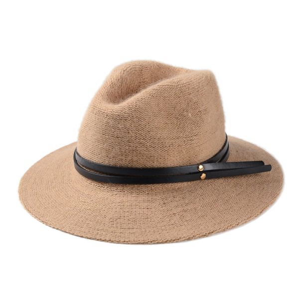 

wholesale-2016 limited sale hats chapeau homme f253 autumn han guodong door explosion ladies casual double belt jazz hat along knitting, Blue;gray