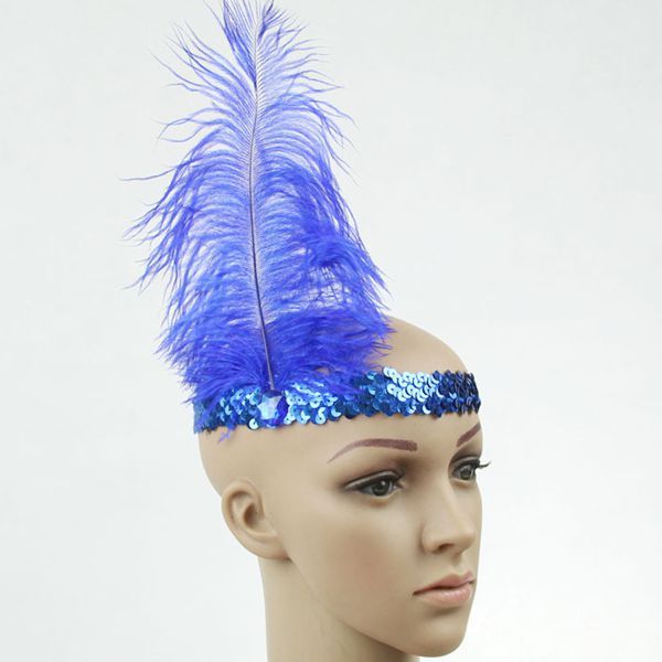 

12pcs ostrich feather headband xmas dance cosplay performances dress up props ostrich feather sequins headband headdress jewelry for holiday