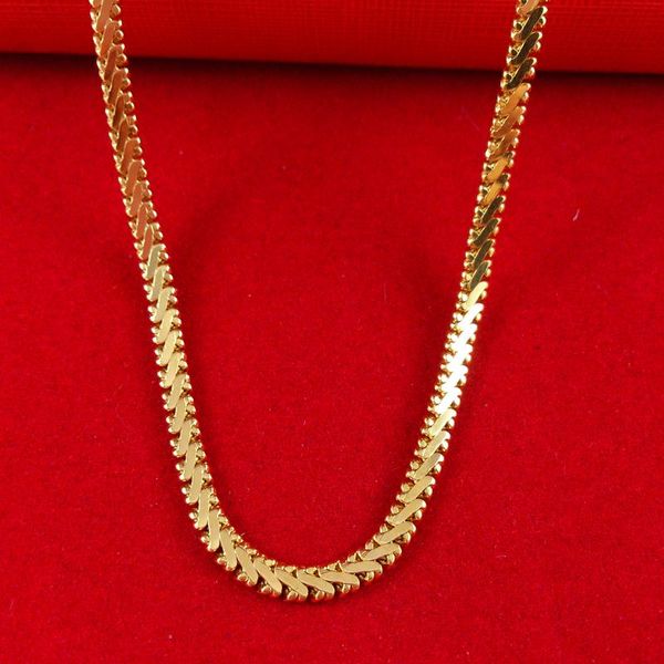 

fast fine wedding jewelry 18k yellow gold herringbone snakle chain necklace width:3.5mm, length: 51cm, weigh: 14unis, Silver