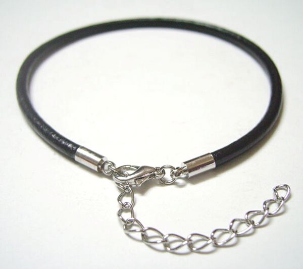 

100pcs/lot black real leather bracelets link chain for diy craft jewelry 7.8inch c23 by dhl