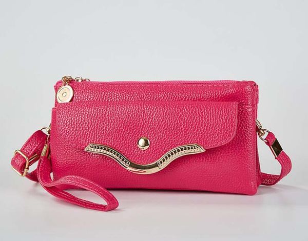 

30pcs 2017 double zipper women pu coin purses mix color long hasp shoulder bags, Red;black