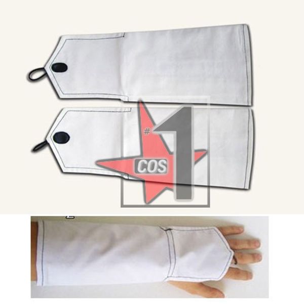 

wholesale-anime bleach kuchiki byakuya cosplay oversleeves wearing white fingerless cosplay long gloves protecting the hand cn0065, Silver