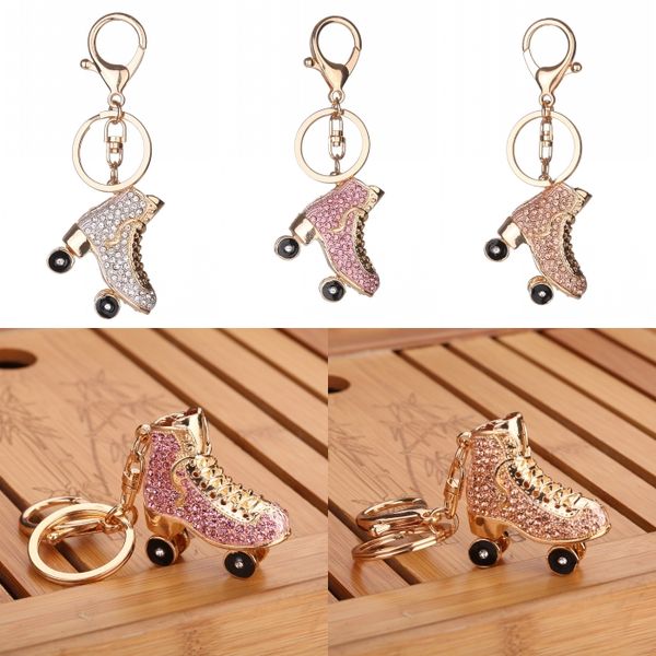 

keyring bag charm pendant keys holder roller skates shoe diamond keychain jewelry key chain women girl gifts d327q, Silver