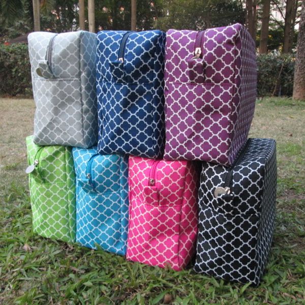 

large size quatrefoil cosmetic cases wholesale blanks polyester makeup bag gift for her with dom106123
