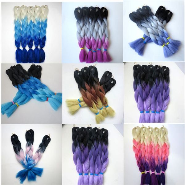 2019 Kanekalon Synthetic Braiding Hair 20 24inch 100g Black Dark