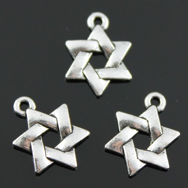 

150pcs/lot 17*14mm 2 colors antique bronze, antique silver tone star of david charm diy for handmade, Bronze;silver