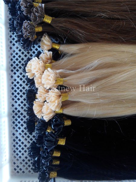 

lummy prebonded keratin nail tip u tip fusion indian remy human hair extensions 16"18"20"22"24" 1g/s 100 s/pcs, Black