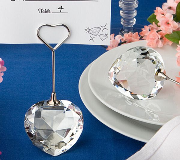 10 pcs Nome Do Coração de Cristal Número Menu Table Place Card Titular Clipe Festa de Casamento Recepção Favor