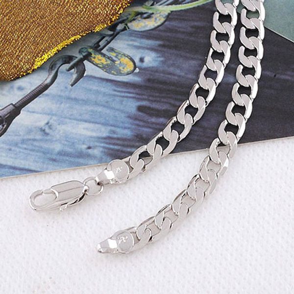 

splendid men's 18k white solid gold gf necklace chain 23.6inch long gift, Silver