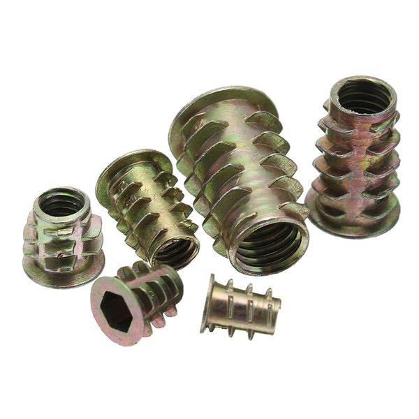 Tornillos M4*8 tuerca de cabeza hexagonal de muebles de aleaci/ón de zinc M4 de 50 piezas roscada para inserto de madera
