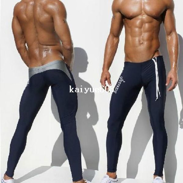 

1pcs mens aqux brand swimwear swimsuits pants tight fashion sea black blue sport long gym summer wholesale pants swim