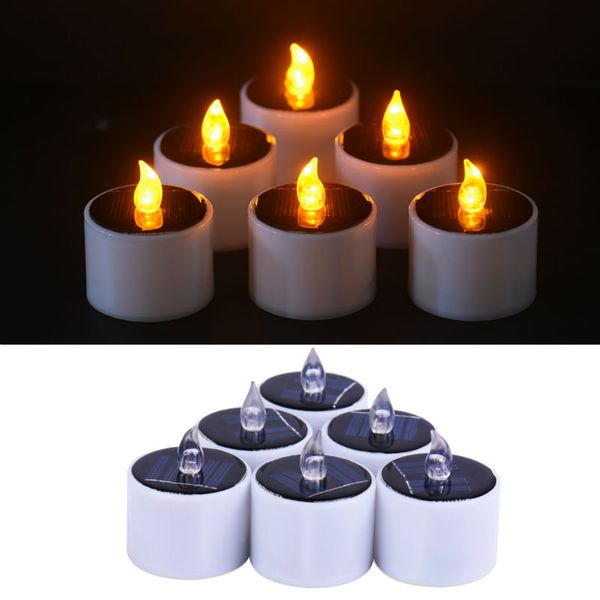 

paraffin wax 6 pieces /lot yellow flicker solar power led light candles flameless electronic solar led nightlight solar energy candle