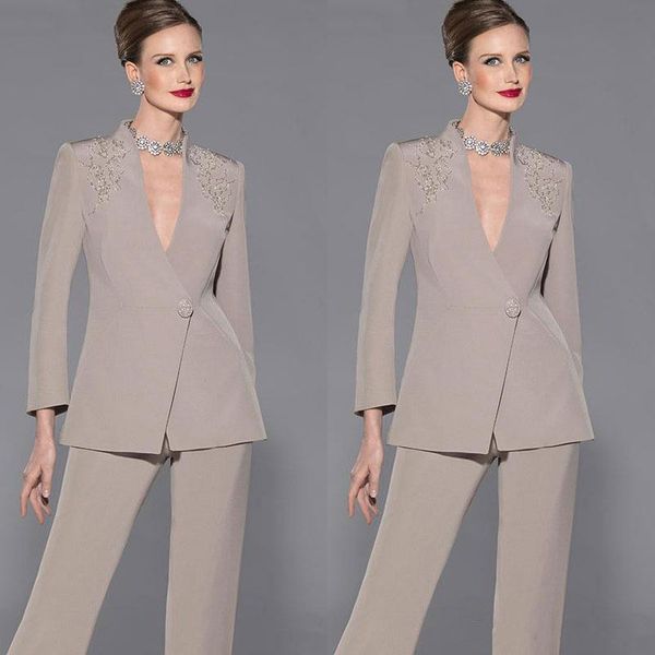 

elegant appliques satin mother of bride pan suit long sleeves mother of the bride custom made formal suit, Black;red