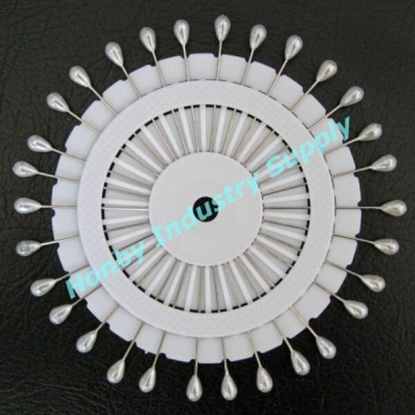 

55 mm rosette pure white pearl teardrop head florist pin 720 pins per pack, Gray