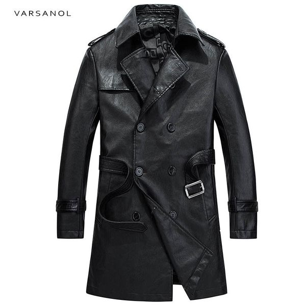 

wholesale- varsanol brand long trench mens jackets coats windbreaker full sleeve autumn turn-down collar black waistband button outerwear, Tan;black