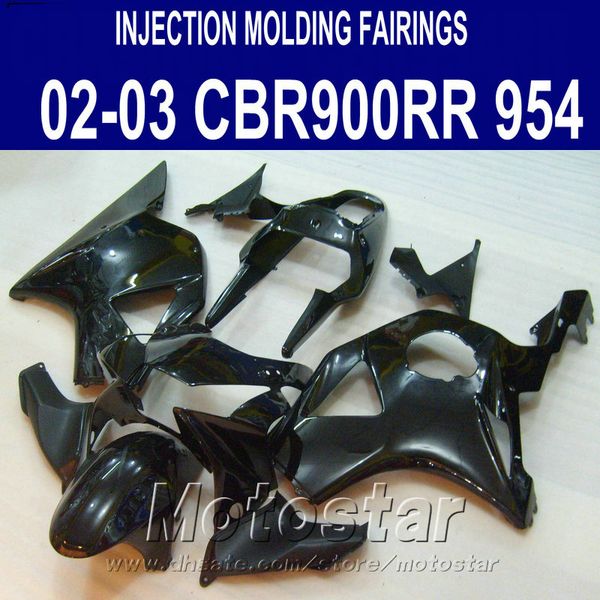 

injection molding motorcycle parts for honda cbr900rr fairings 954 2002 2003 all glossy black cbr954 fairing kit cbr900 rr 02 03 yr17