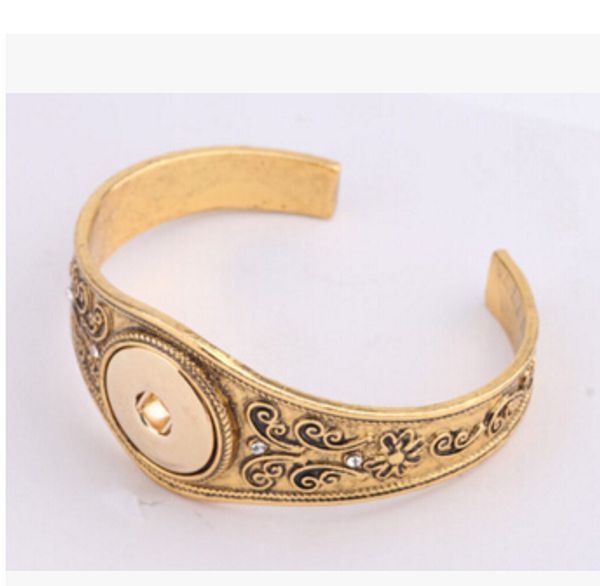 

retro engraving flowe rhinestone 18mm snap button fashion jewelry accessories bracelet noosa button snap button giner button bracelet bangle, Golden;silver
