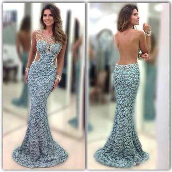 

2016 vestidos de festa элегантные кружевные платья вечерние платья сексуальная спинки русалка бисером жемчуг знаменитости платья чистой с дл, Black;red