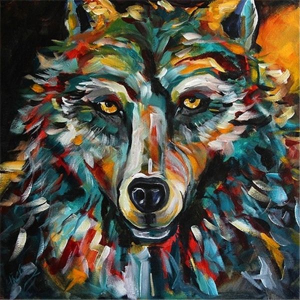 

new needlework diy diamond painting cross stitch kits full resin round diamond embroidery mosaic home decor animal black wolf king yx1351