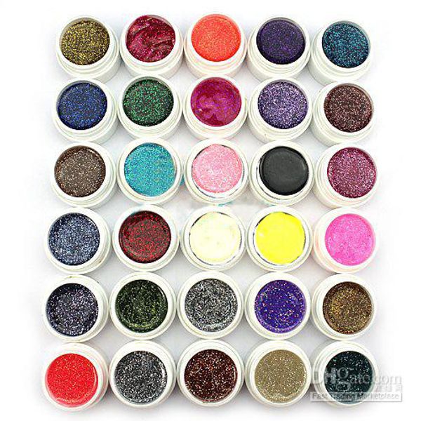 

hong kong post mail hipping-30 colors glitter powder uv gel for uv nail art tips extension deco, Red;pink