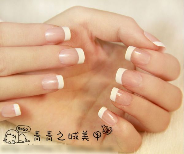 

wholesale-10 sets/lot 24 pcs french false nails for women fashion fake nail tips ing, Red;gold
