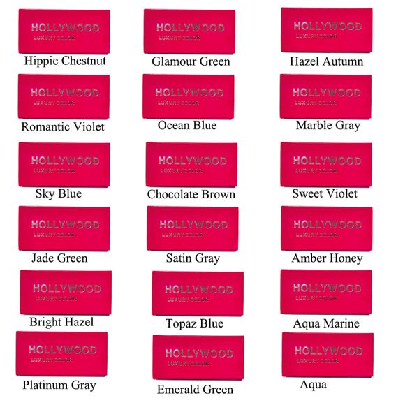 

100 пар / лот Бесплатная доставка с чехлом Hollywood 18 цветов цветные контактные линзы Ho