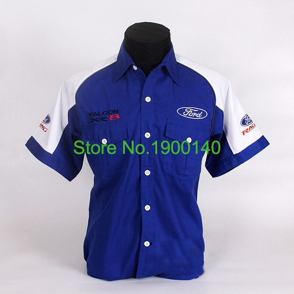 

Wholesale-2016 NEW WRC FOR FORD F1 SHIRT MAN SUMMER WEAR EMBROIDERED SHORT SLEEVE FIA PIT CREW WORKWEAR BLUE M L XL XXL