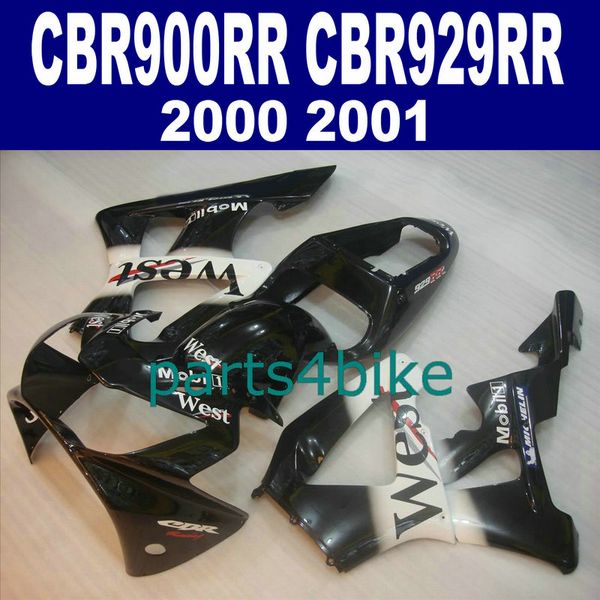 Menor preço fairings para HONDA CBR929RR kit de carenagem CBR 929 2000 2001 preto branco West bodykits CBR 900 RR 00 01 CBR900RR HB85