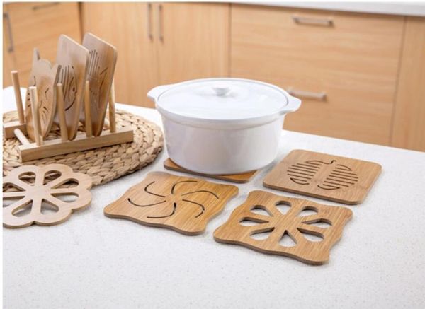 

wholesale- 1 pc wood heat resistant pad pan pot mat holder kitchen cooking isolation pad bowl cup coasters#83