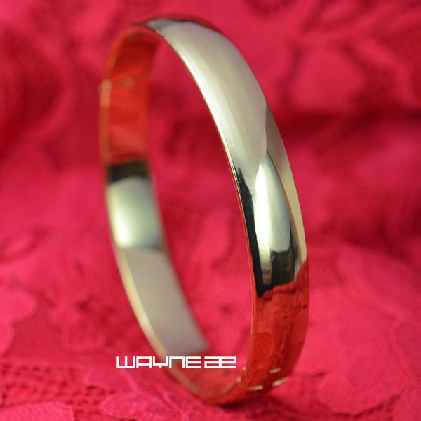 

18k yellow gold gf smooth solid womens bangle bracelet g126 60mm x 60mm, Black