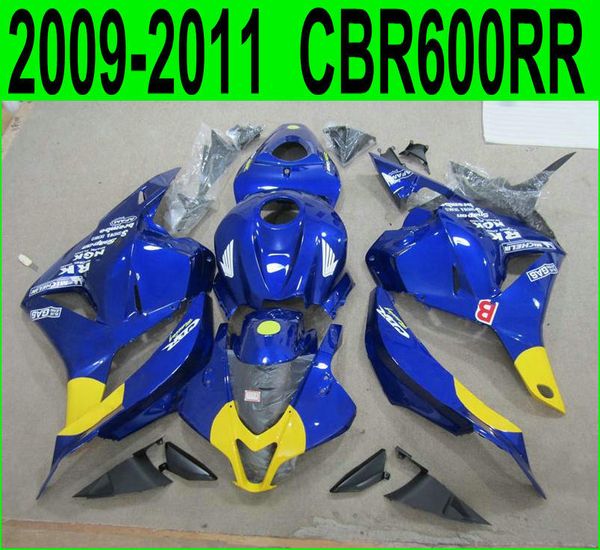 New! Пластиковые обтекатели для Honda Литье под давлением CBR600RR 09-11 обтекатель CBR 600 RR 2009 2010 2011 желтый синий черный мотоцикл YR75