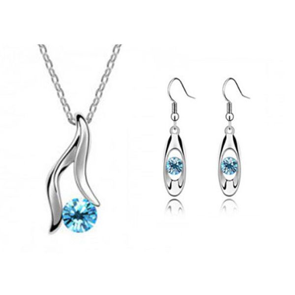 

wholesale-new 2015 wholesale zircon pendants necklaces dangle earrings silver plated fashion jewelry wedding sets for women