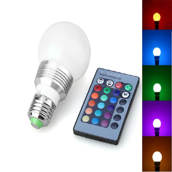 

RGB LED Globe Bulb 3W AC / DC 110V 240V 85-265 GU10 E27 B22 E14 16 Красочный Изменение светодиодные лампы ламп