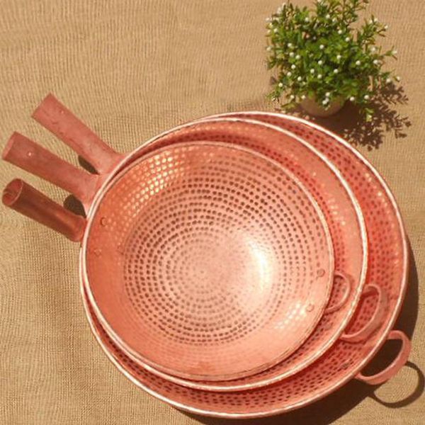 

wholesale-pure copper frying pan wok scoop beef pot cooking handmade thick